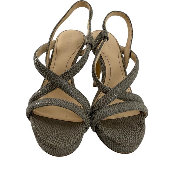 Calvin Klein High Heels Size 5.5 Gray Snakeskin Pattern Platform Prarie Stiletto - Picture 5 of 12